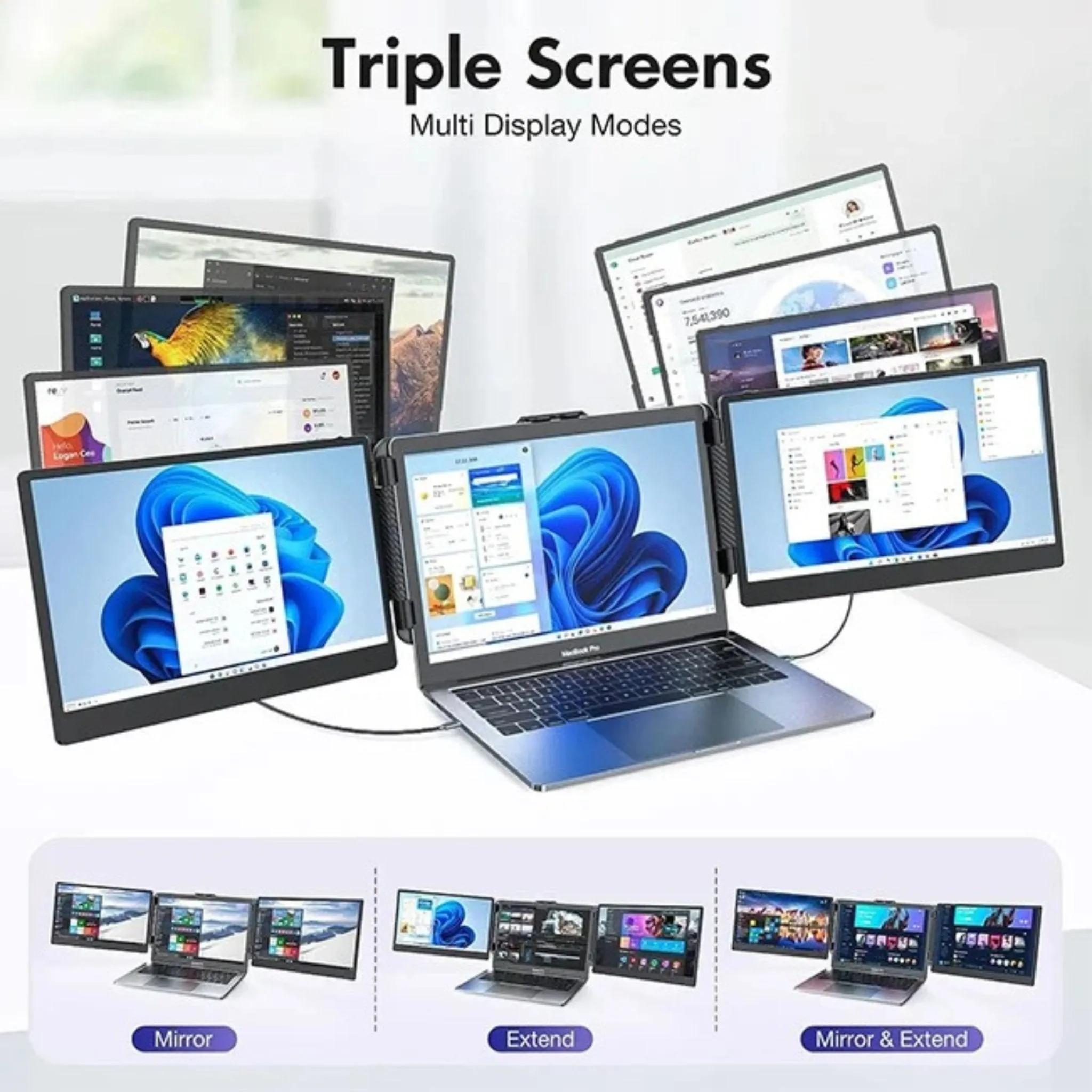 TUTT S2 FHD 14” Dual Portable Laptop Monitor Extender 1080P IPS Built-in Stand and Speakers | Plug and Play | H5 HD Video Conversion Cable | Technical Support Line | for 13"-17"