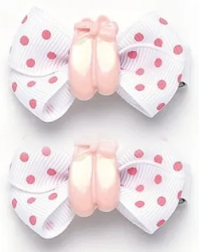 White Bow with Pink Dots