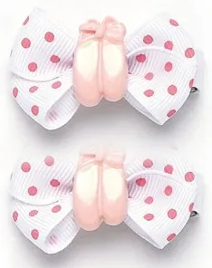 White Bow with Pink Dots